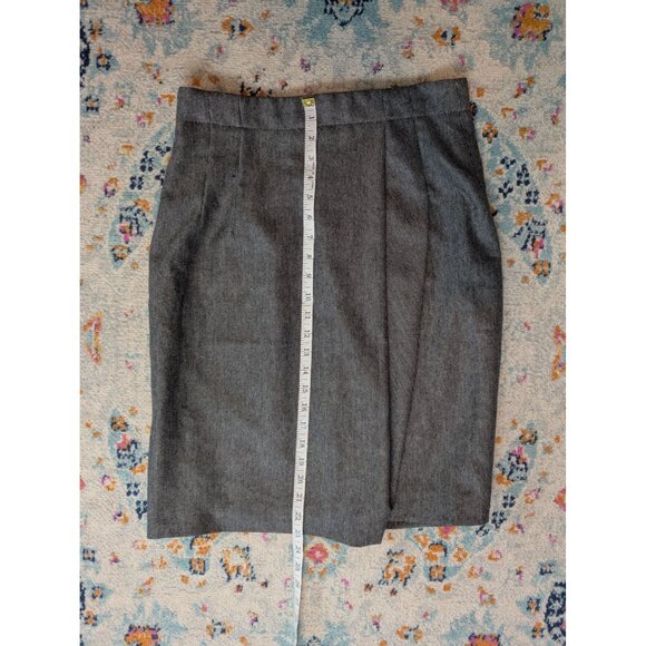Armani Collezioni‎ Faux Wrap Pleated Gray Check Wool Blend Skirt - 8 - Picture 7 of 8